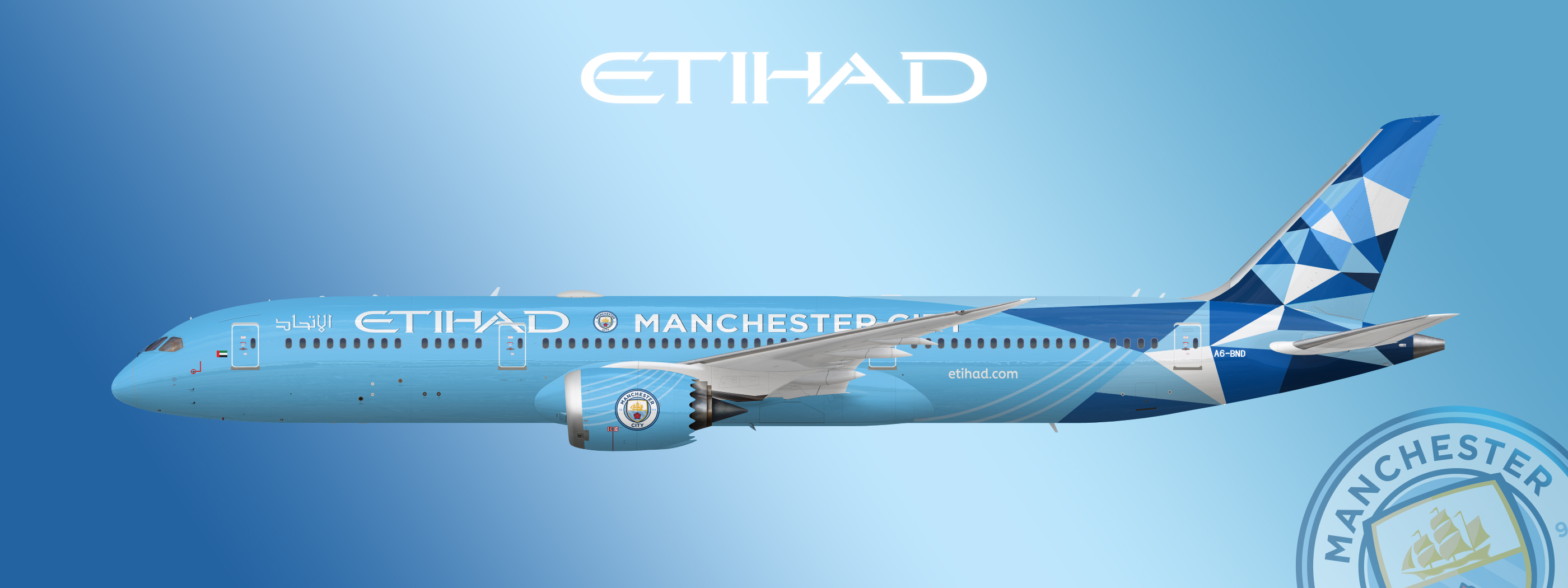 6/8new! B787 マンチェスターシティー2 Etihad Airways Boeing 787 | Manchester City Livery