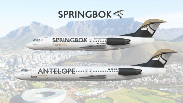 Antelope/Springbok Express | Fokker 100/Fokker 70 | 2011-2015/2015-present Antelope/Springbok Express | Fokker 100/Fokker 70 | 2011-2015/2015-present