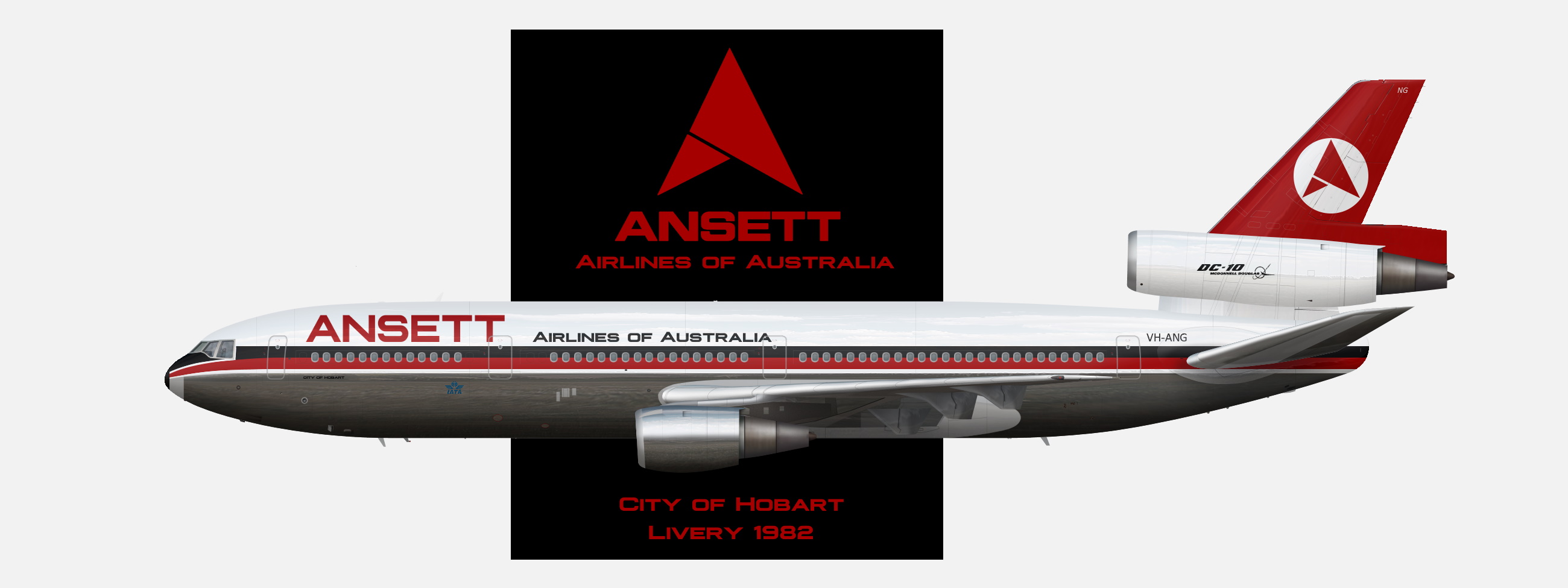 Ansett Airlines of Australia | McDonnell Douglas DC-10-10 - Ansett Airlines  of Australia - Gallery - Airline Empires, image size:2600x975