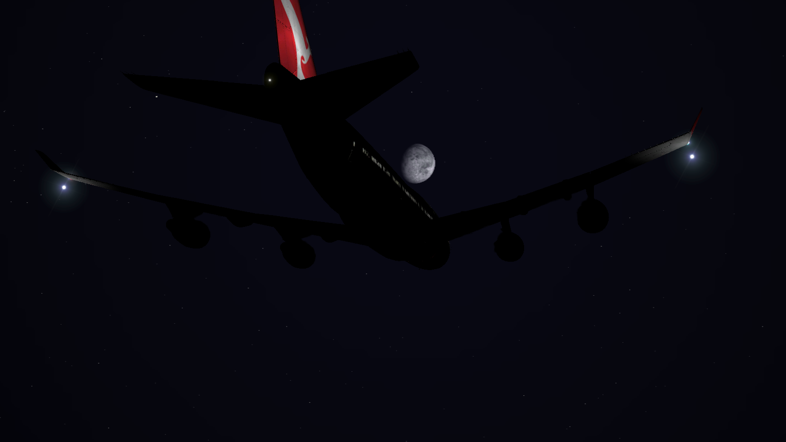 QF 747-400 under the moon