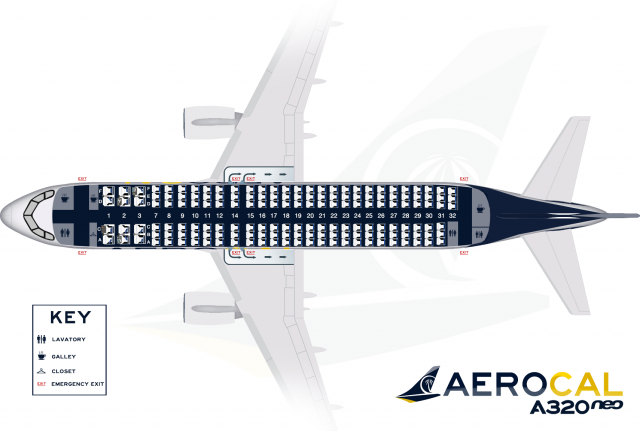 AEROCAL A320neo Seat Map - AEROCAL Airlines - Gallery - Airline Empires