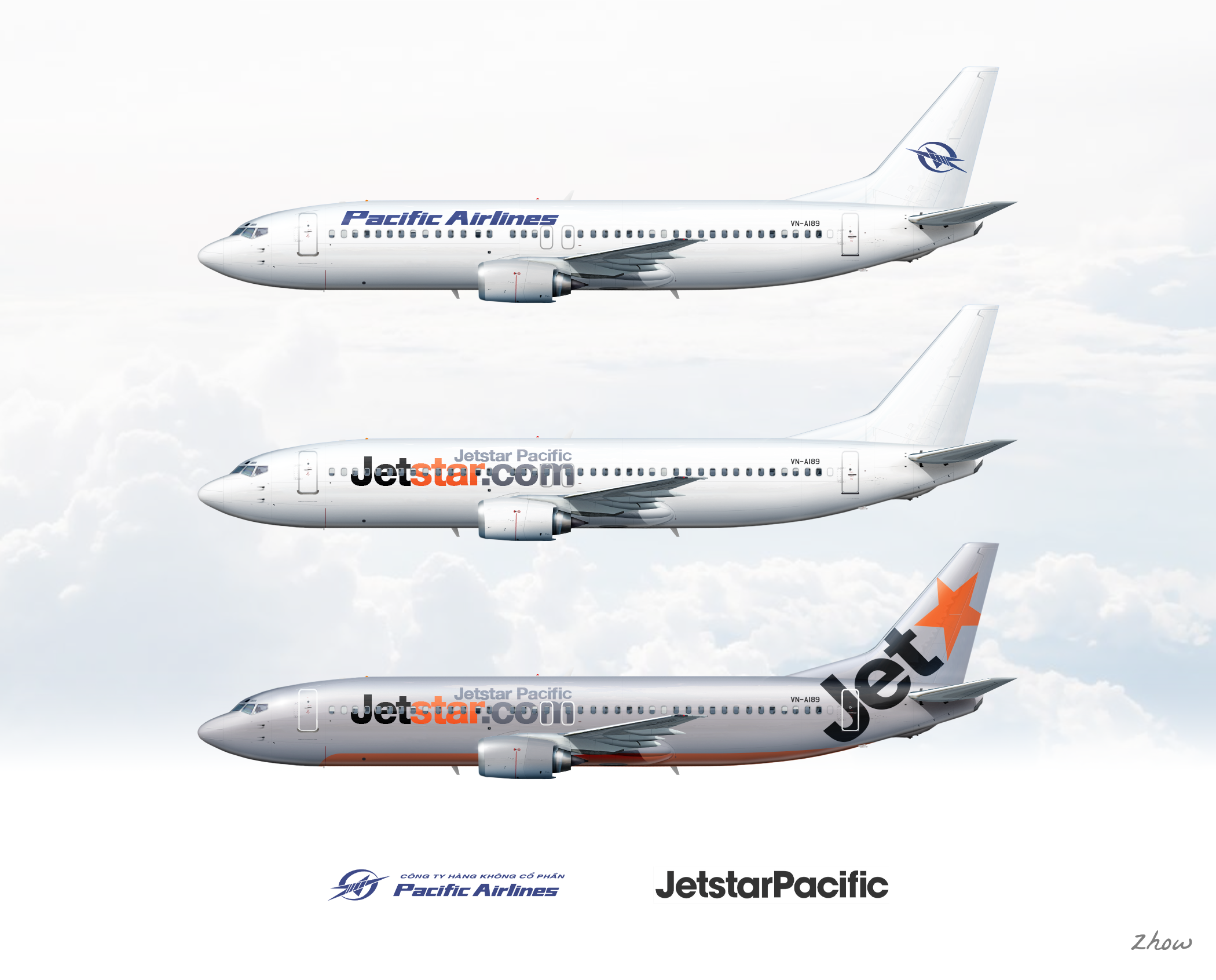 Pacific Airlines (Jetstar Pacific) B737400 Poster v1 Gallery Airline Empires