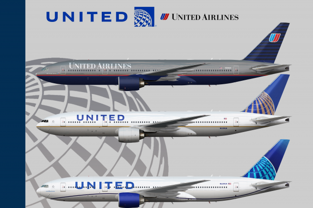 United Airlines | Boeing 777-222(ER) | N229UA | 1993 Livery | 2010 Livery | 2019 Livery |