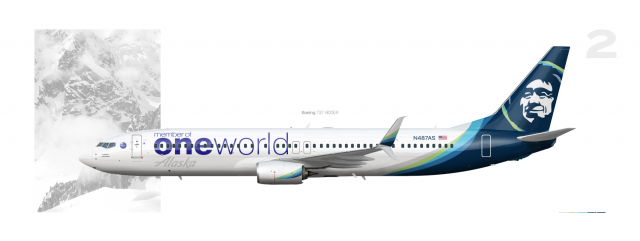 2. Alaska Airlines "oneworld Colors" | Boeing 737-990(ER) (N487AS)