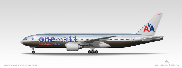 American Airlines 777-200 アメリカン oneworld American Airlines Boeing 777-200ER OneWorld Polished Livery