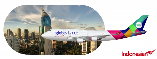 Indonesian Airlines Boeing 747-400 PK-HNM "Globe Alliance Livery"