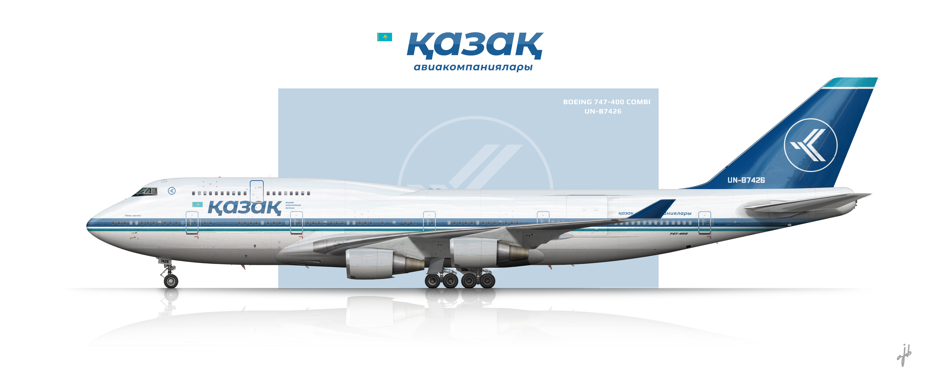 Kazakh Airlines Boeing 747-400M (Combi) - Qazaq Airlines - Gallery