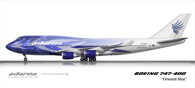 Adarna - South East Asian Airlines Boeing 747-400 "Colors of Asia - Oriental Blue"
