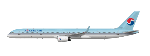 korean air 757-300 in the new livery