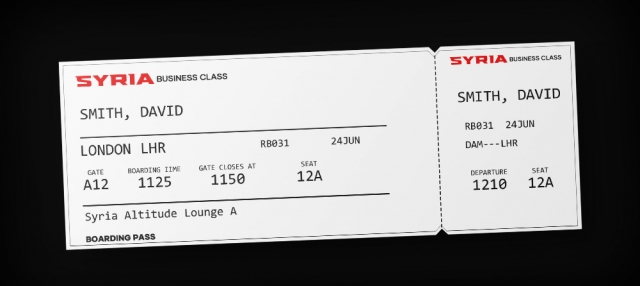 Syria boarding pass from 1981