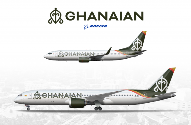 Ghanaian Airways Boeing 737-800 and 787-9 Ghanaian Airways Boeing 737-800 and 787-9