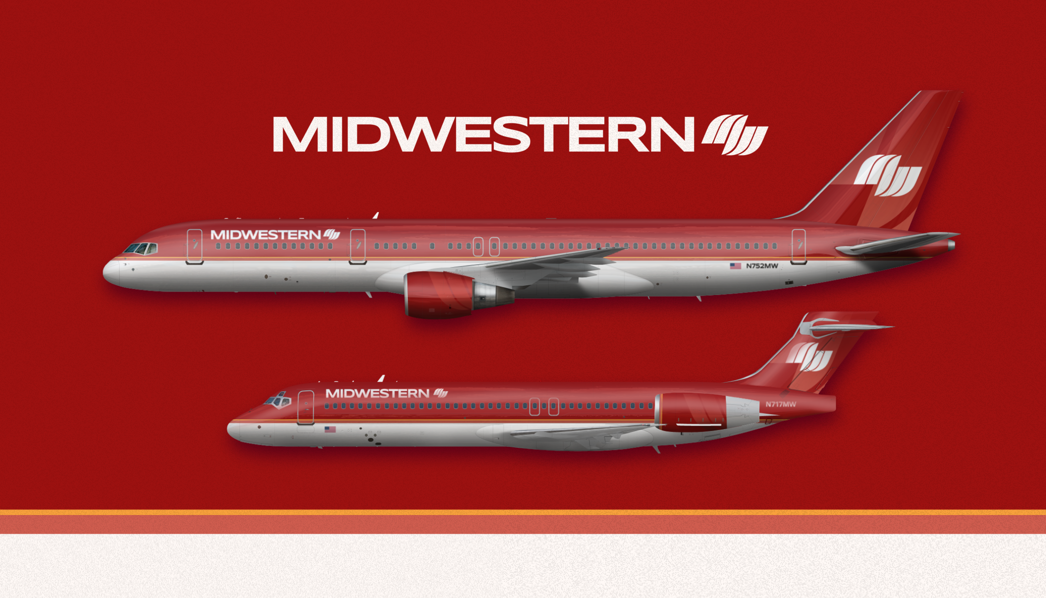 【ヴィンテージ】1991/1992THE AIRLINE F DIRECTORY Midwestern “Burgundy Blaze” (1997) - Midwestern Airlines