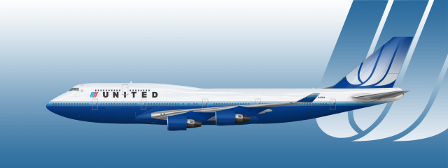 United Airlines 747-400 "Blue Rising"