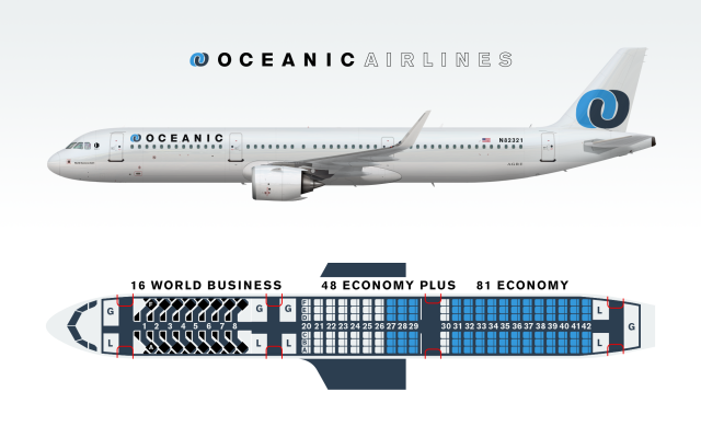 Oceanic A321LR with Seat Map
