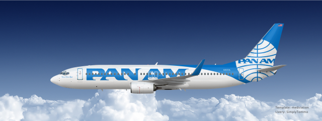 Pan Am B738, revised billboard livery.