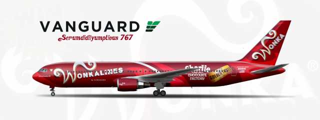 7. Vanguard Airlines Boeing 767-300ER "Charlie and the Chocolate Factory"