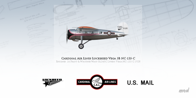 Cardinal Air Lines Livery Lockheed Vega