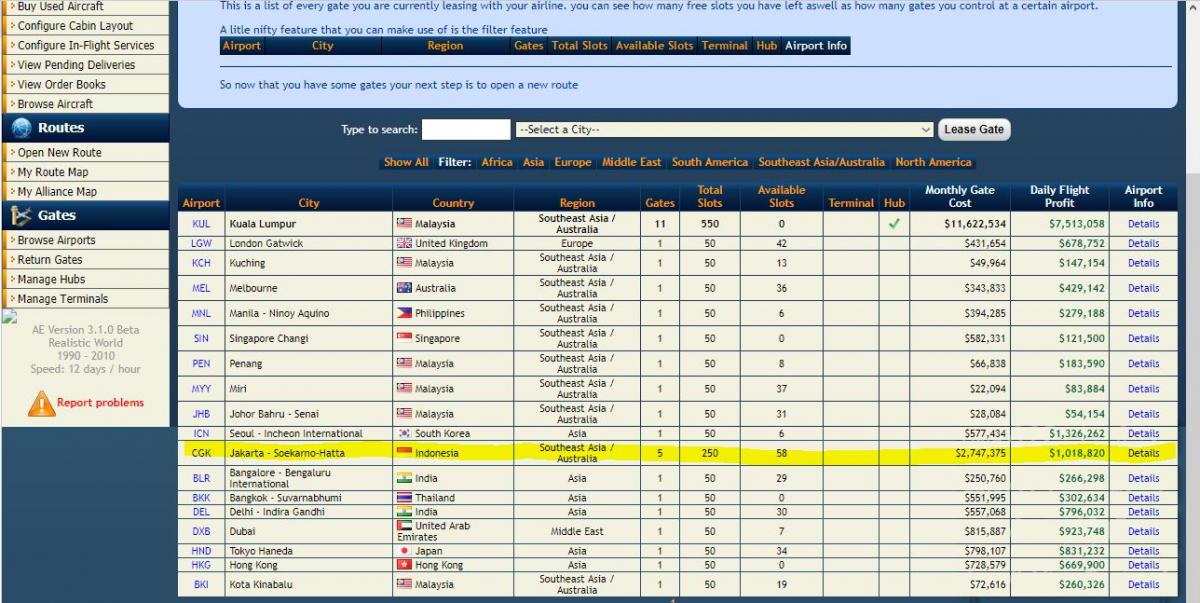 cant open new hub Airline Empires