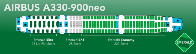 Emerald A330 900neo Seat Map Updated